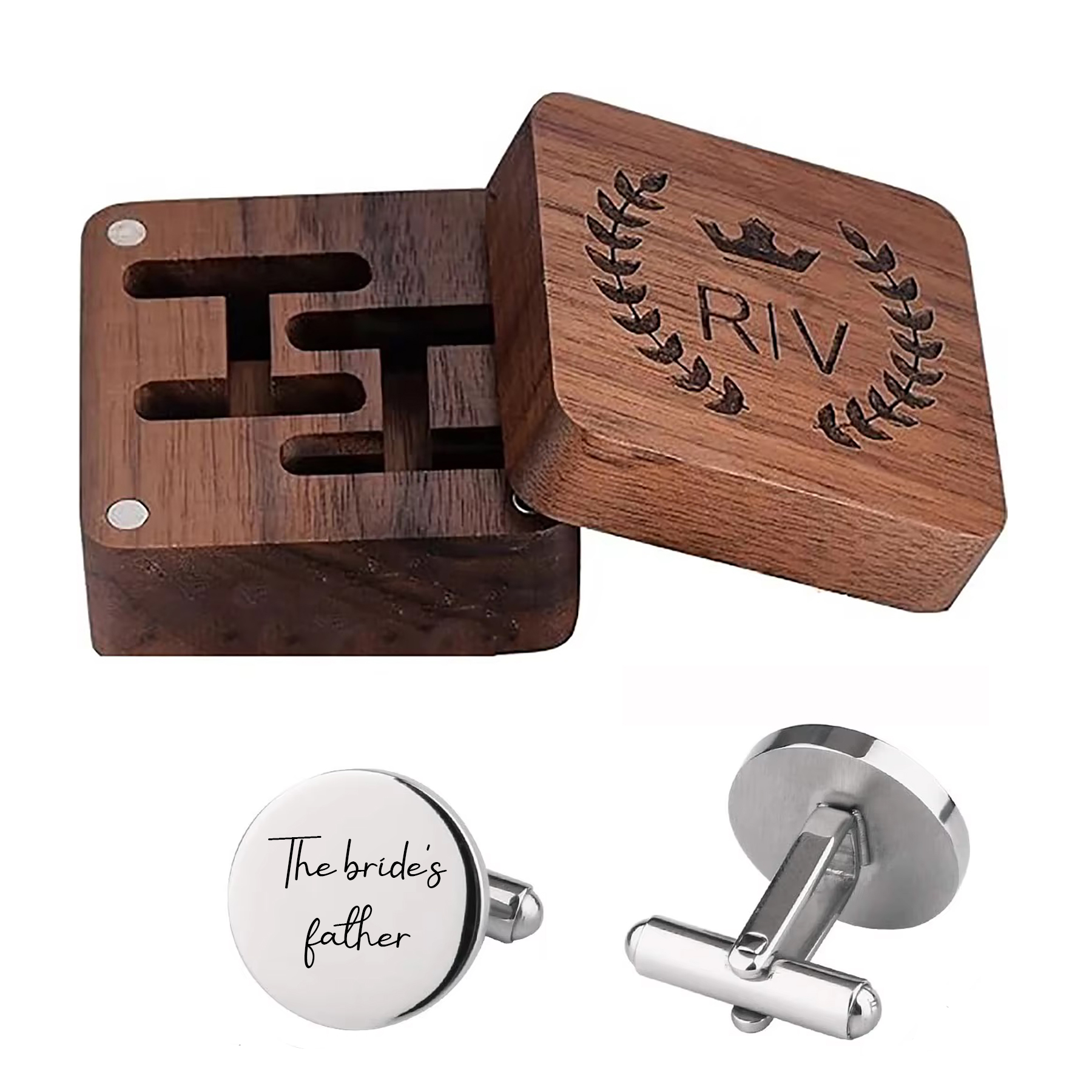 Men'S Grooming Boxes - Custom Personalized Cufflinks Wooden Box Set