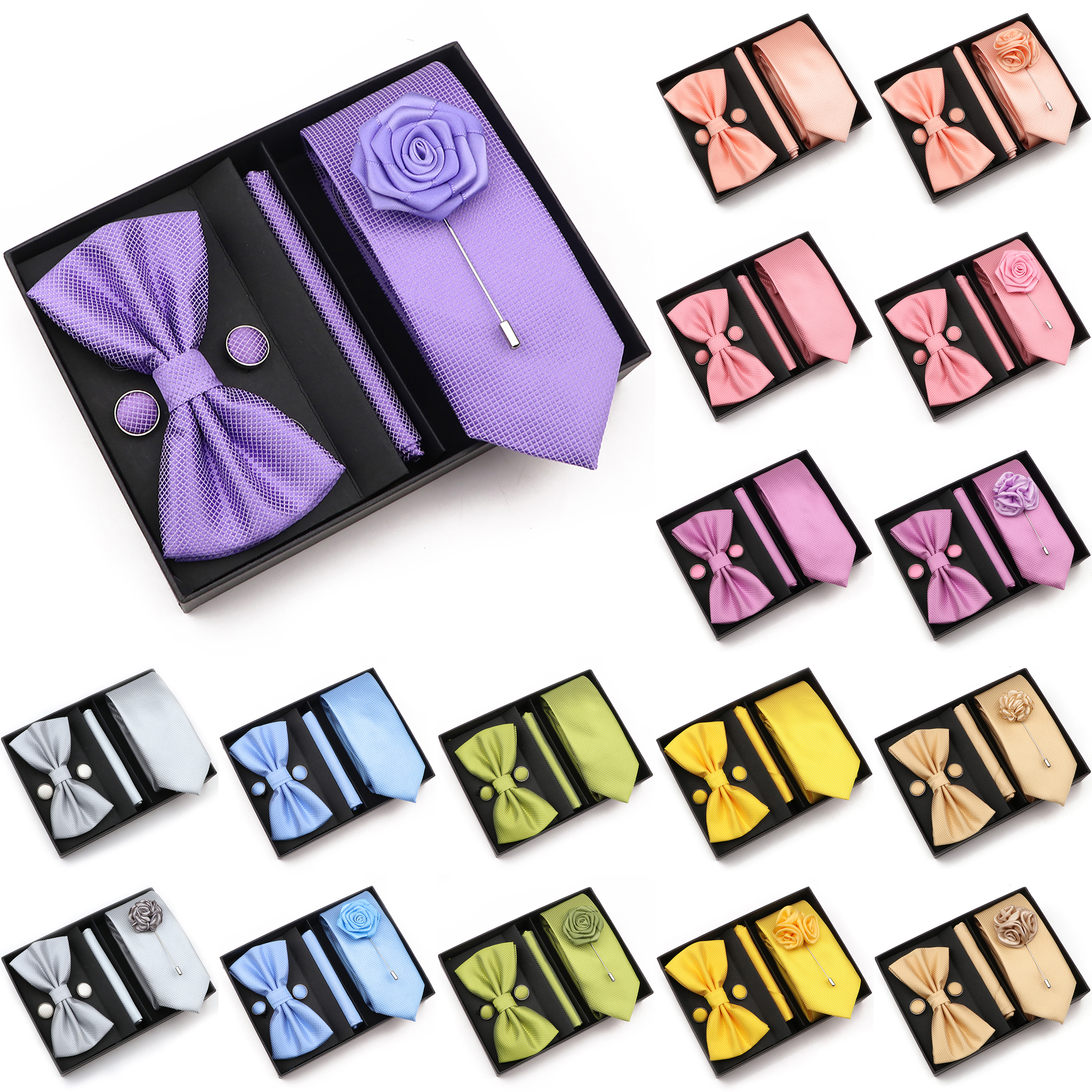 New Style Tie Set Solid Color  - Men'S Grooming Boxes ulasan dan harga