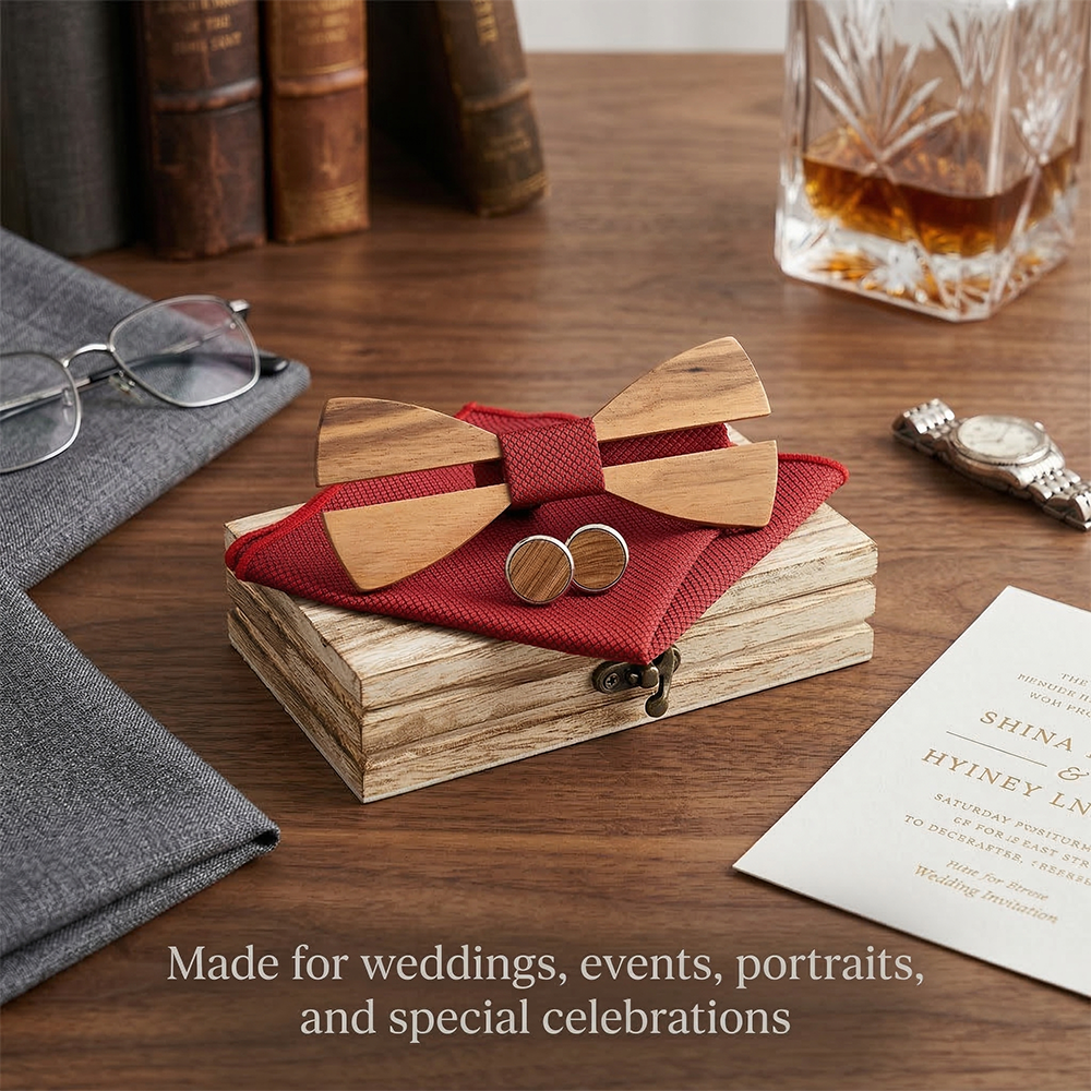 Mens Wooden Bowtie Set Minimal - Men'S Grooming Boxes ulasan dan harga