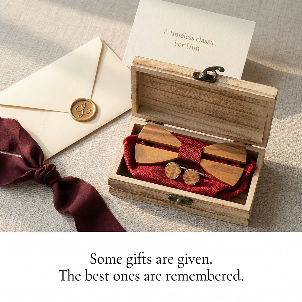 Mens Wooden Bowtie Set Minimal - Men'S Grooming Boxes ulasan dan harga